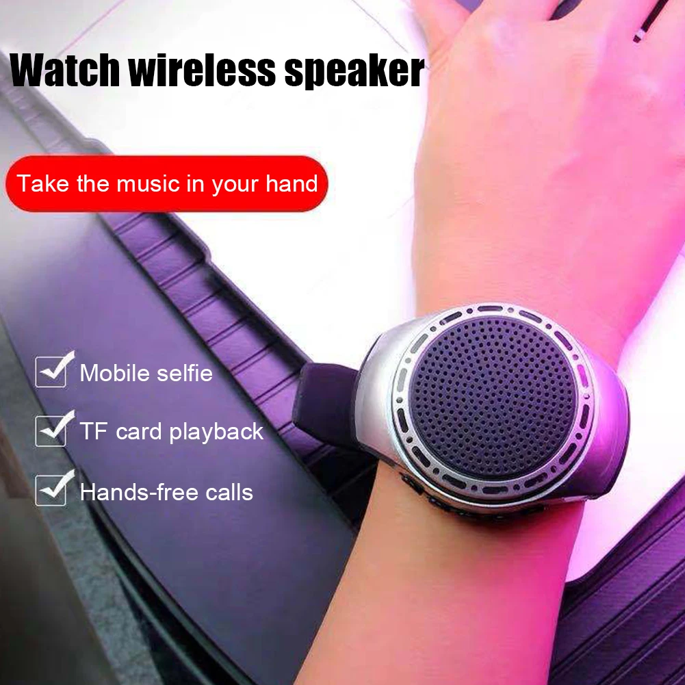 Cool Lighting Portable Wrist Watch Speaker Bluetooth-compatible Bicycle Audio 500mAh Music FM Radio Box USB Rechargeable