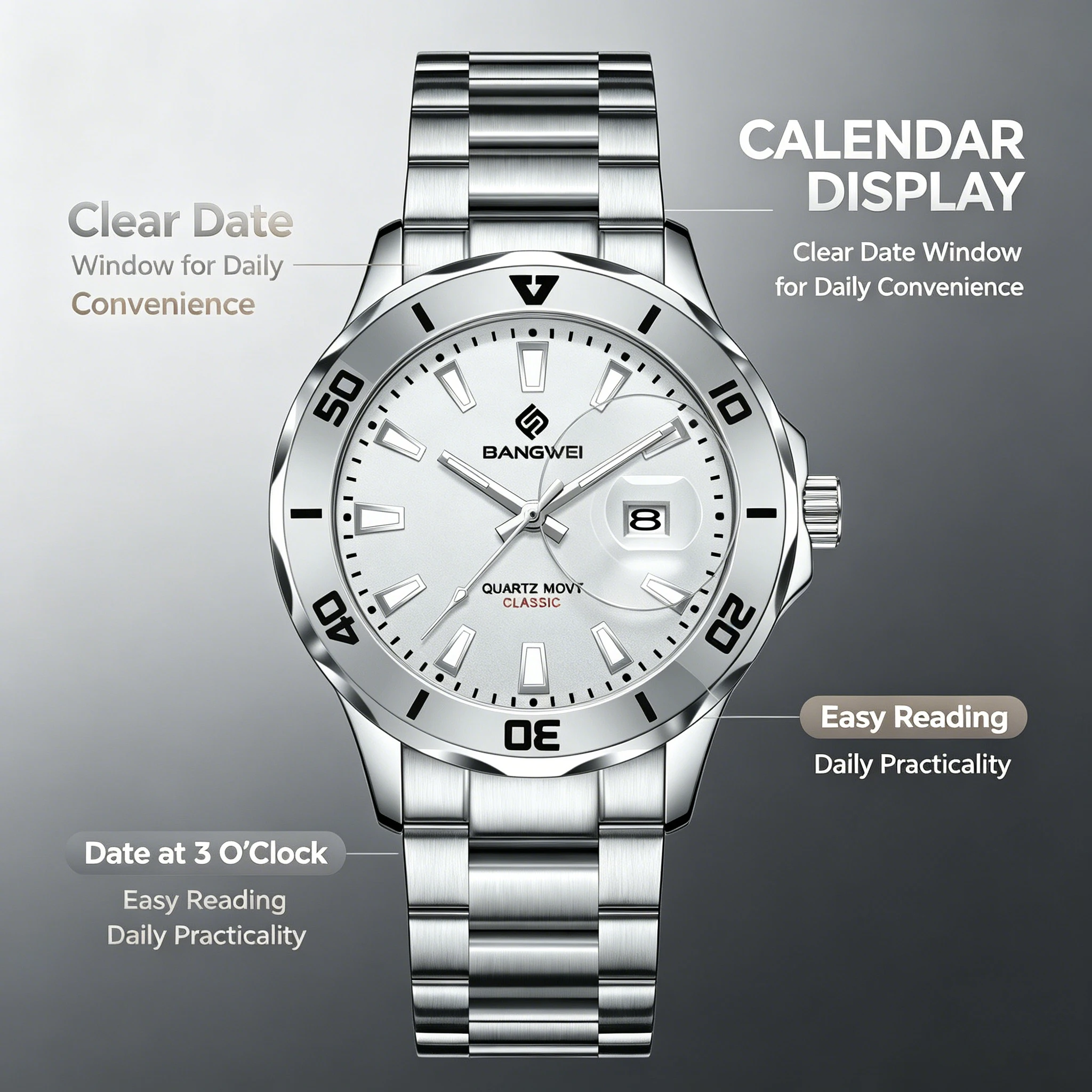 LIGE Luxury Men's Luminous Waterproof Business Watch with Calendar Quartz Movement