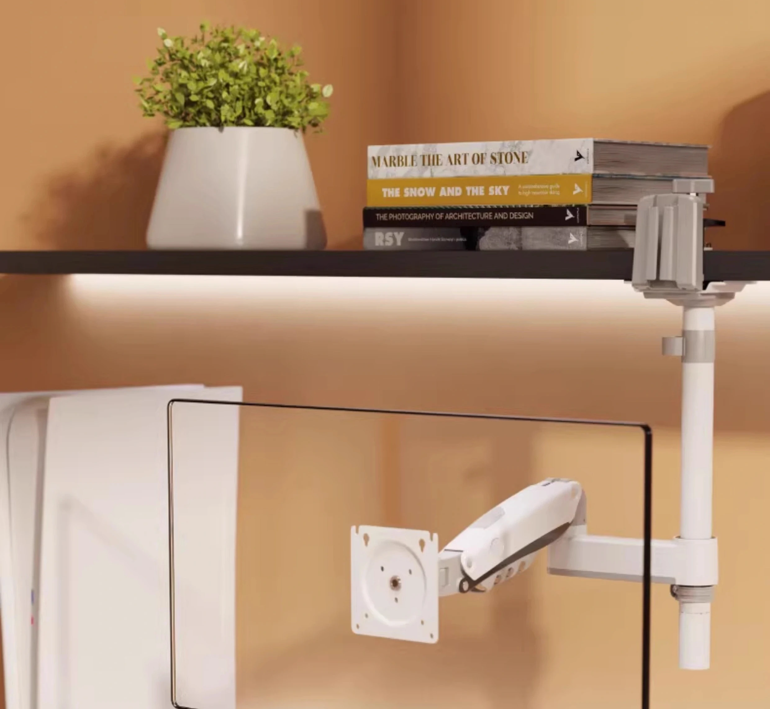 Full Motion Gas Spring Dual Arm Monitor Mount