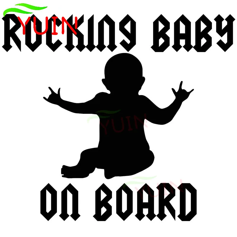 

YUIN Baby Car Funny Rock Baby Cartoon Car Sticker Fashion Decoration PVC Waterproof Sunscreen Decal Black/White/Red/Laser/Silver