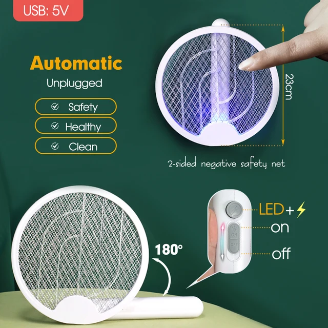 Újratölthető Elektromos Légy Swatter Eu/Usa/Uk/Au Plug 1200Mah Bug Zapper Home Garden Rovar Gyilkos Ütő Legyek Lepkék Ellen - Image 2