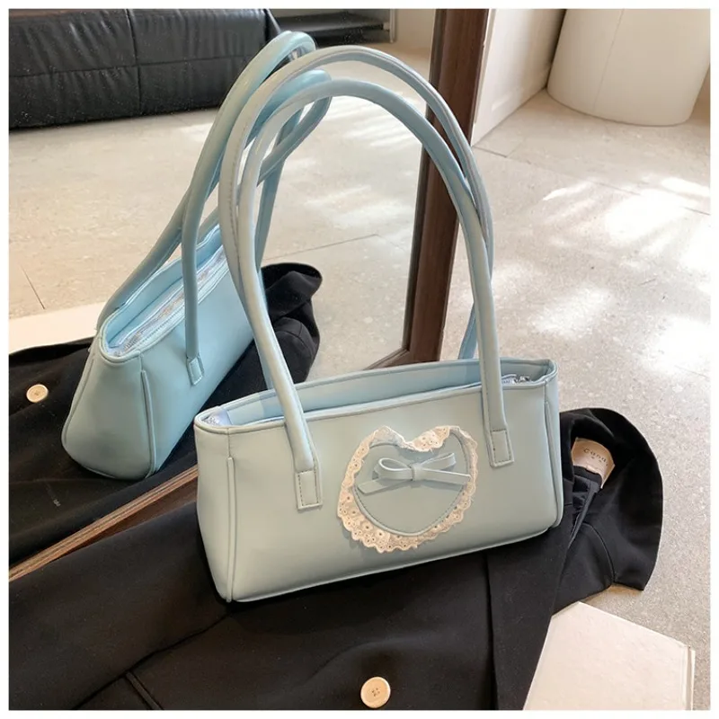 HAEX Fashion Women Handbags 2024 Lace Bow Ladies Underarm Shoulder Bags Luxury Designer Elegant Daily Commute Bolso Mujer