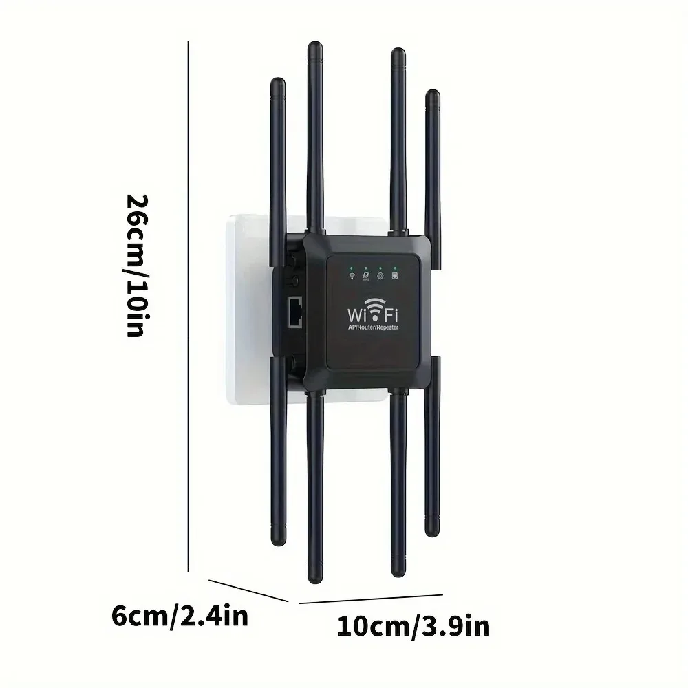 300Mbps WiFi Repeater Wireless WiFi Signal Repeater Extender High Gain 8 Antenna Dual-Band 2.4G Network Amplifier WPS Router