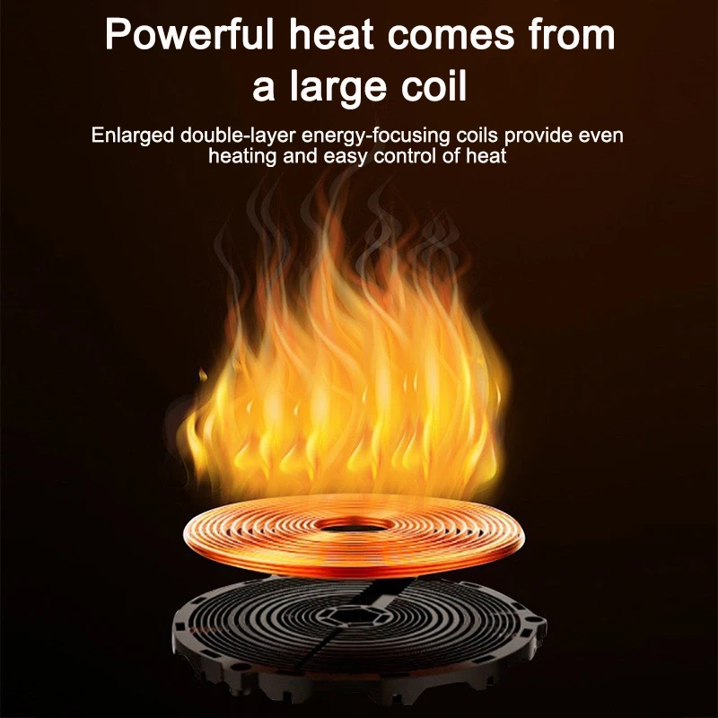 Panela elétrica de indução magnética, doméstica, à prova d'água, pequena panela quente, fogão de aquecimento, touchpad, cronometragem, prato de fritar, forno de cozinha 3
