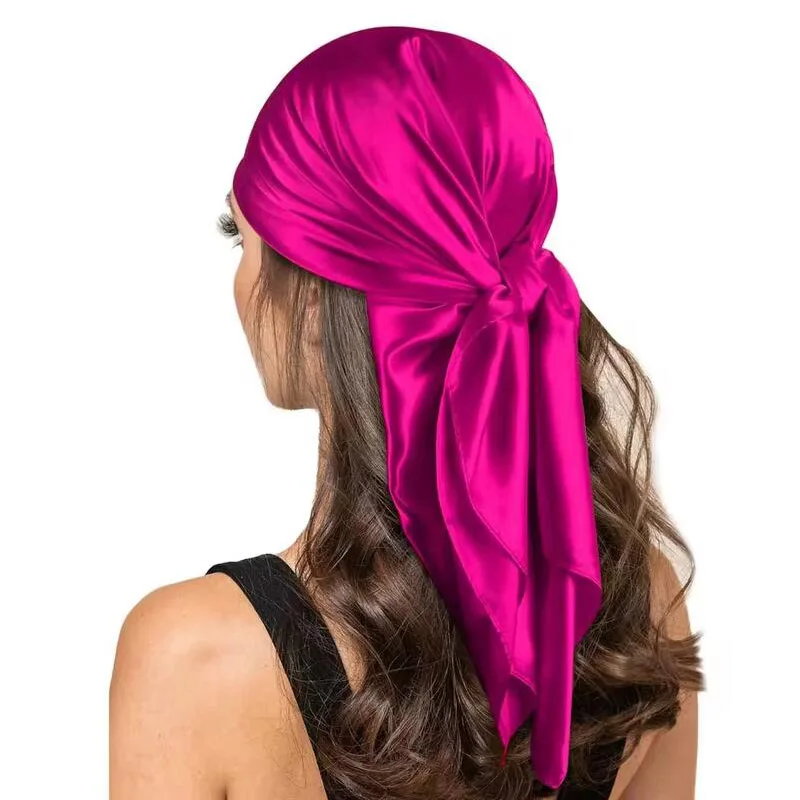 90cm Silk Scarf Scarftop Headwraps For Woman Fashion Four Seasons Hair Accessories Hijab Foulard Bandana Femme Headscarf 4