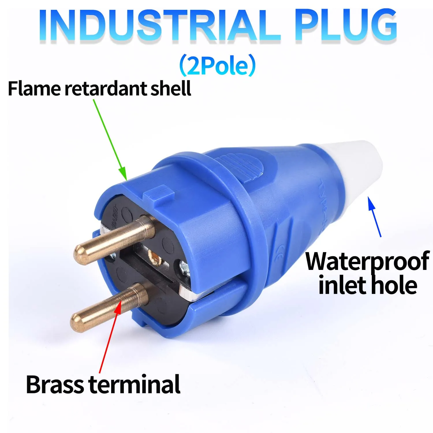 Durable Waterproof Industrial Plug and Socket - 16A, 2-Pin, IP44/IP54, Concealed/Wall Mounted, 200-250V
