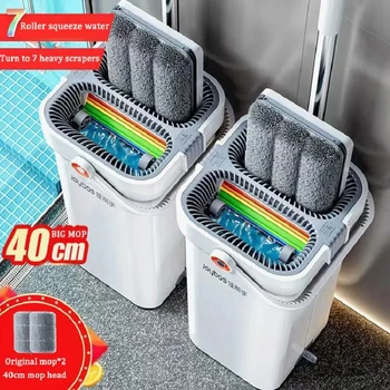 Joybos 40 cm grande mop lavaggio con secchio e spremere la pulizia del pavimento mano libera mop per pavimenti piatti strumenti per la pulizia della casa in microfibra 1