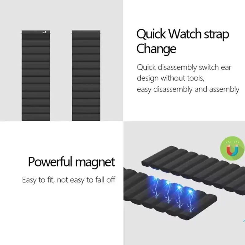 Silicone Magnetic Sport Strap Bracelet - Universal Replacement Band