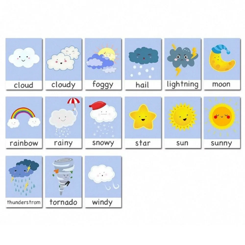 Baby Montessori Toys Emotion Weather Learning Card Cartoon English Flash Cards Kids Learning Toys Educational Toys for Children 6