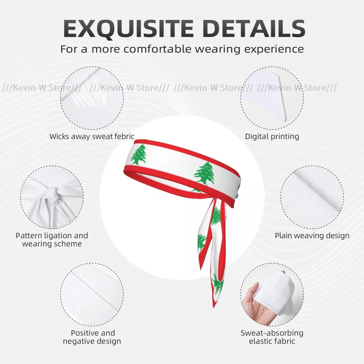 Lebanon Flag Bandanas Hairband Head Tie Sports Headband Running Tennis Karate Athletics Brief Style