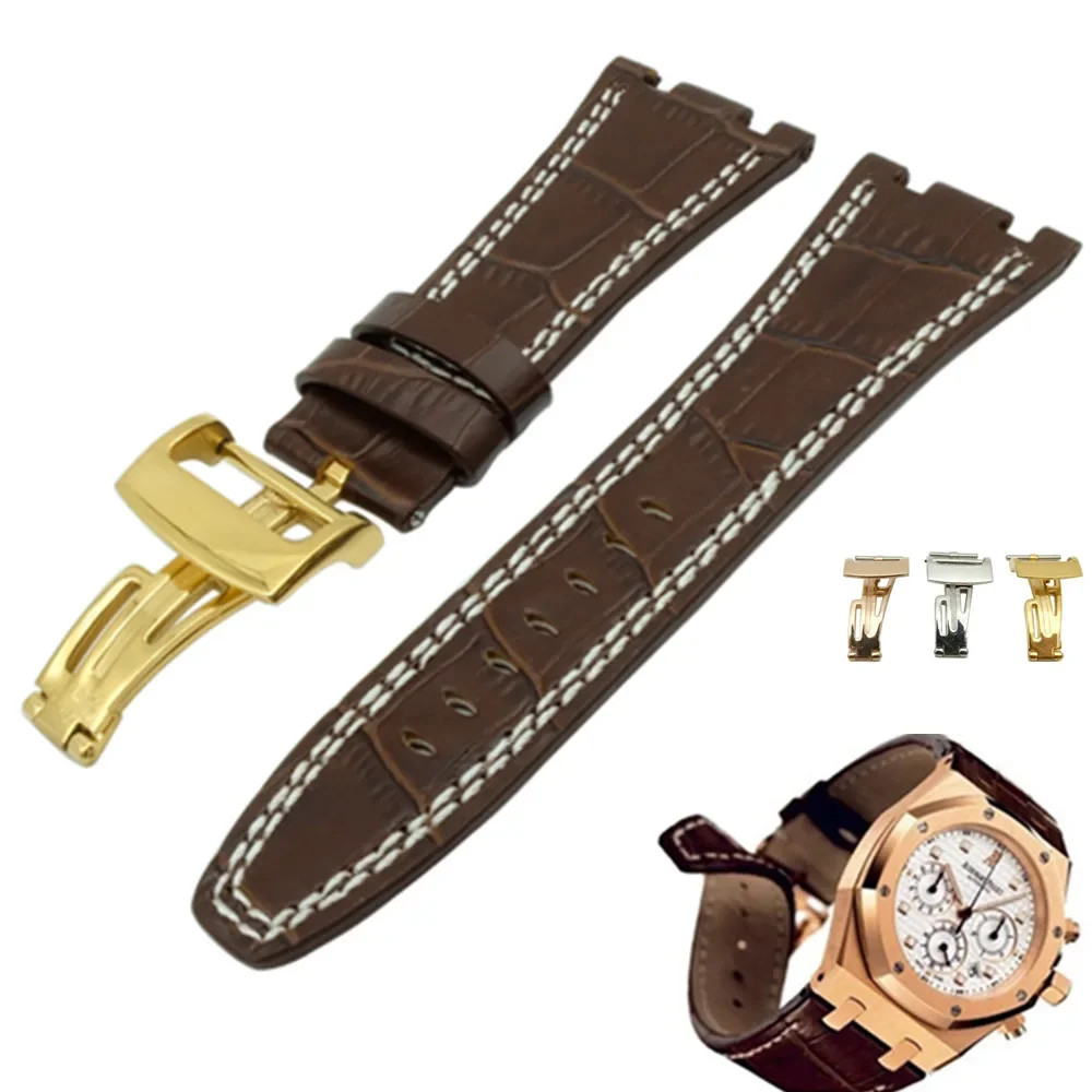 Per Audemars 100% Nuovo Cinturino E Chiusura Per Cinturino Da 28Mm In Vera Pelle Da 28Mm Per Ap E Strumenti
