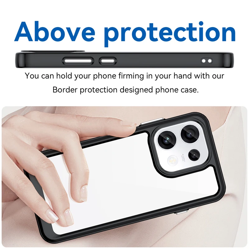 Clear Hard PC + Soft TPU Bumper Transparent Protection Phone Cover