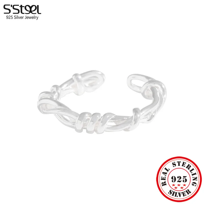 

S'STEEL 925 Silver Original Vine Winding Rings Adjustable Ring For Girls Minimalist Ringen Accessories Luxury Designer Jewelry