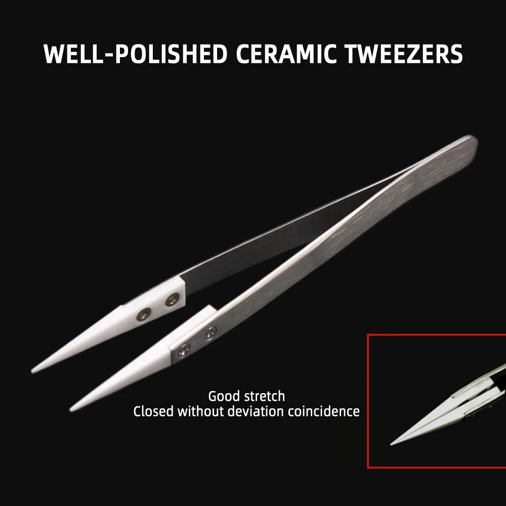 Ceramic Tweezers Anti-Static Ceramic Tweezers Stainless Steel Industrial Ceramic Tweezers Insulated Straight Tip