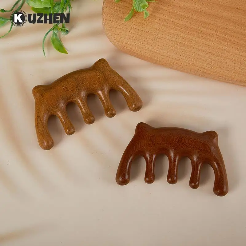 

Head Meridian Massage Comb Sandalwood 5 Wide Tooth Comb Acupuncture Therapy Blood Circulation Anti-static Smooth Hair