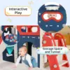 8-in-1 Large Toddler Slide, L-Shaped Kids Slide Long Slope, Baby Climber Slide Playset Enclosed Steps,Telescope,Basketball Hoop 5