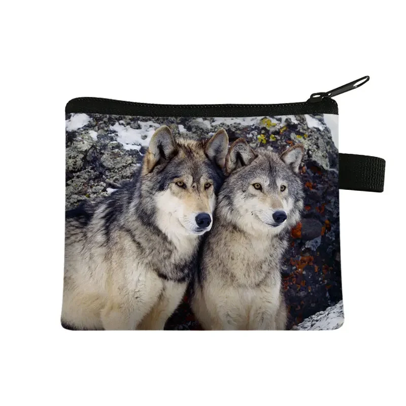 

Wild Wolf Small Coin Bag Animal Wolf Print Money Bags Pocket Pouch Ladies Zipper Wallet Gift