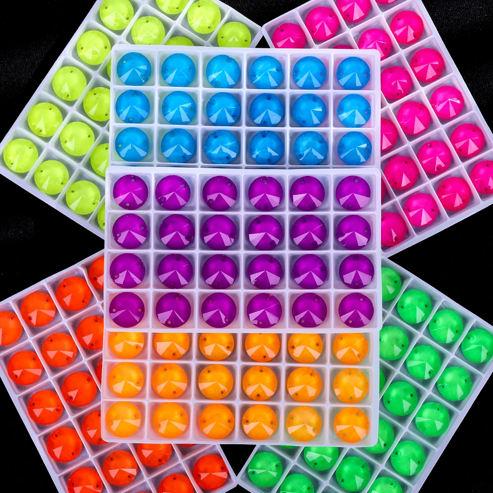 VC Neon Fluorescent Roundness Sew on Rhinestone Sewing Diamond Glass Diamond Flatback DIY Accessories Wedding sewing stones