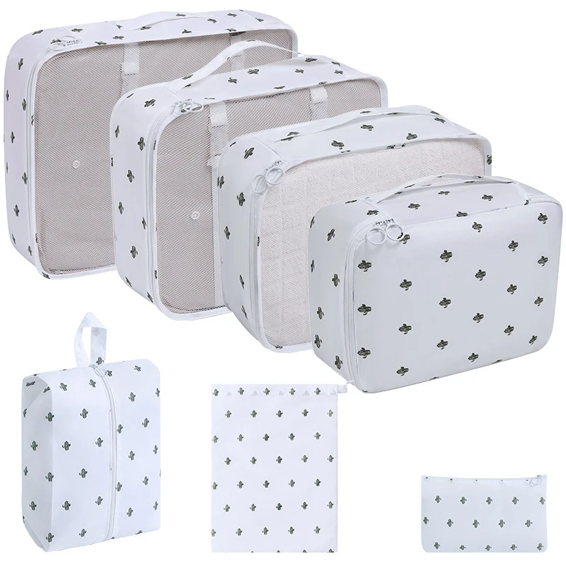 

7Pcs Set Travel Storage Bag With Shoe Bag Packing Cubes Luggage Clothes Sorting Organizer Portable Lightweight Suitcase Bag