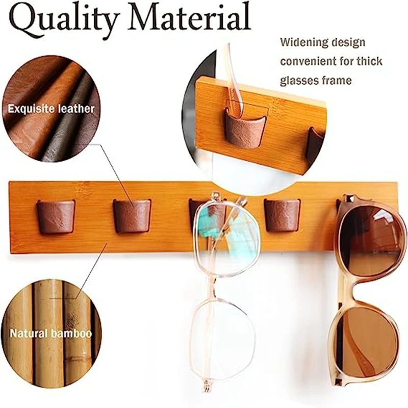 

DOME Sunglass Organizer Wall Mount, Wood Eyeglass Storage Holder, Glasses Rack For Multiple Eyewear Display Men Women