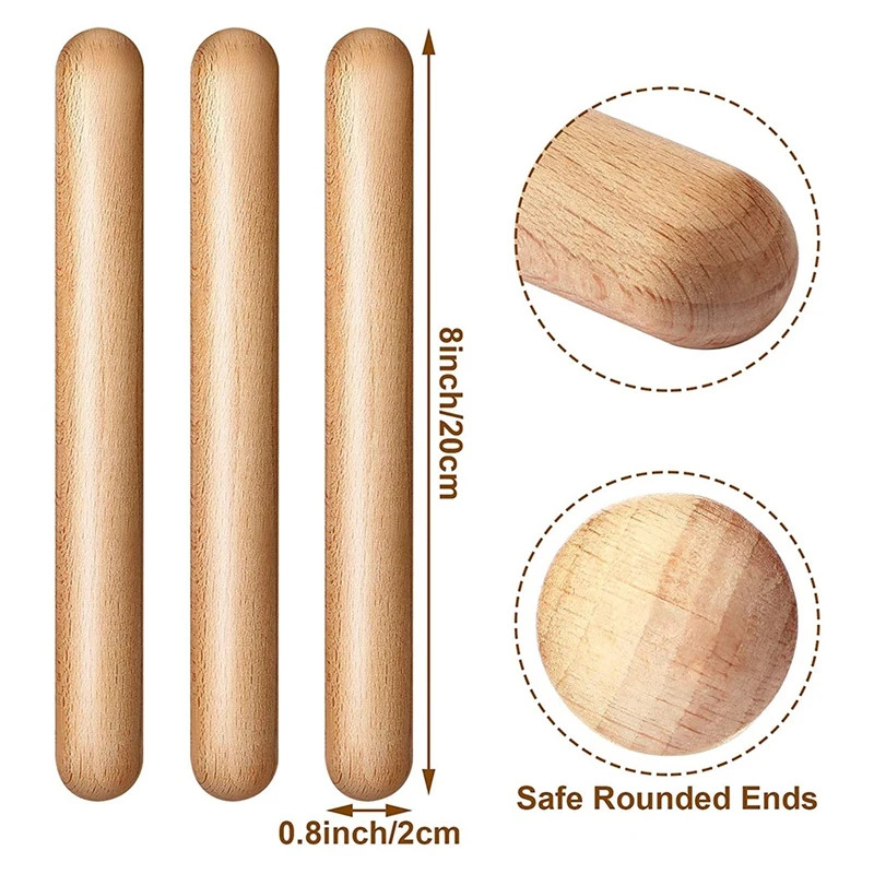 Description Picture 4 of item20Pieces 8 Inch Kids Rhythm Sticks Music Lummi Sticks Classical Wood Claves Musical Percussion Instrument Musical Sticks