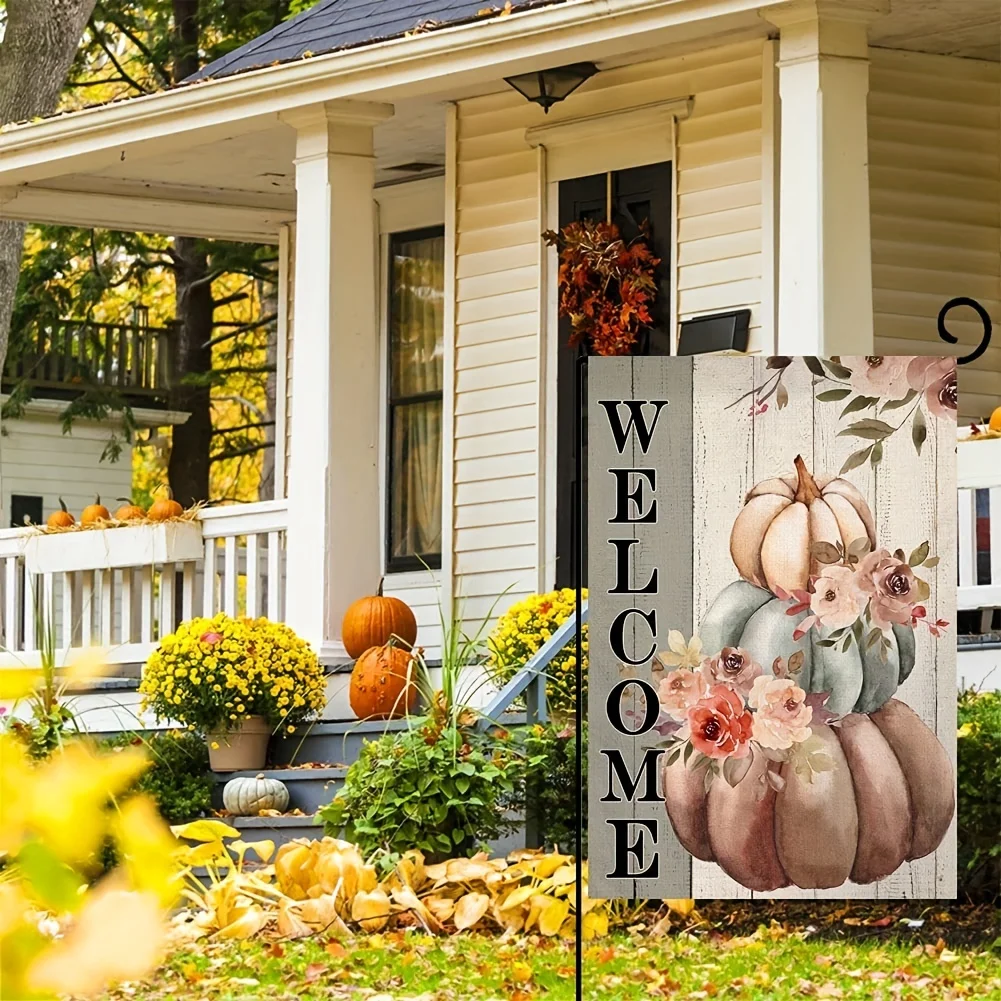 Halloween Kürbis Garten Flagge | 12x18 Zoll | Deko Für Rasen & Haus