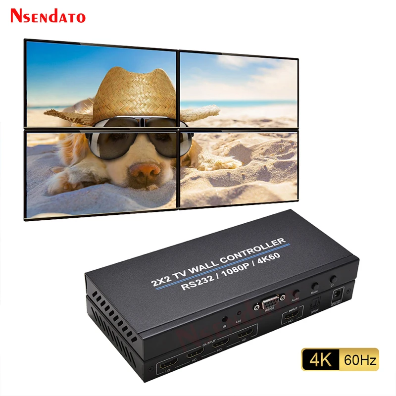 4K 60Hz 2X2 Hdmi-Compatibile Tv Video Wall Controller Processore 3X1 1X3 1X4 4X1 Hdmi Wall Video Multi Screen Stitching Splicer