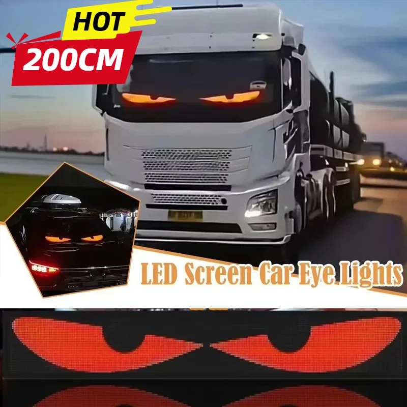 Truck Car Devil Eye LED Pixel Panel Light Remote Control Soft Foldable Lighting Scrolling For Board Windshield 12V 24V