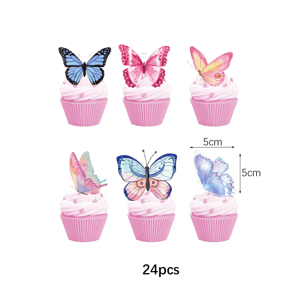 Butterfly Fairy Birthday Party Tableware Set - Pink Disposable Plates Cups Napkins and Tablecloth