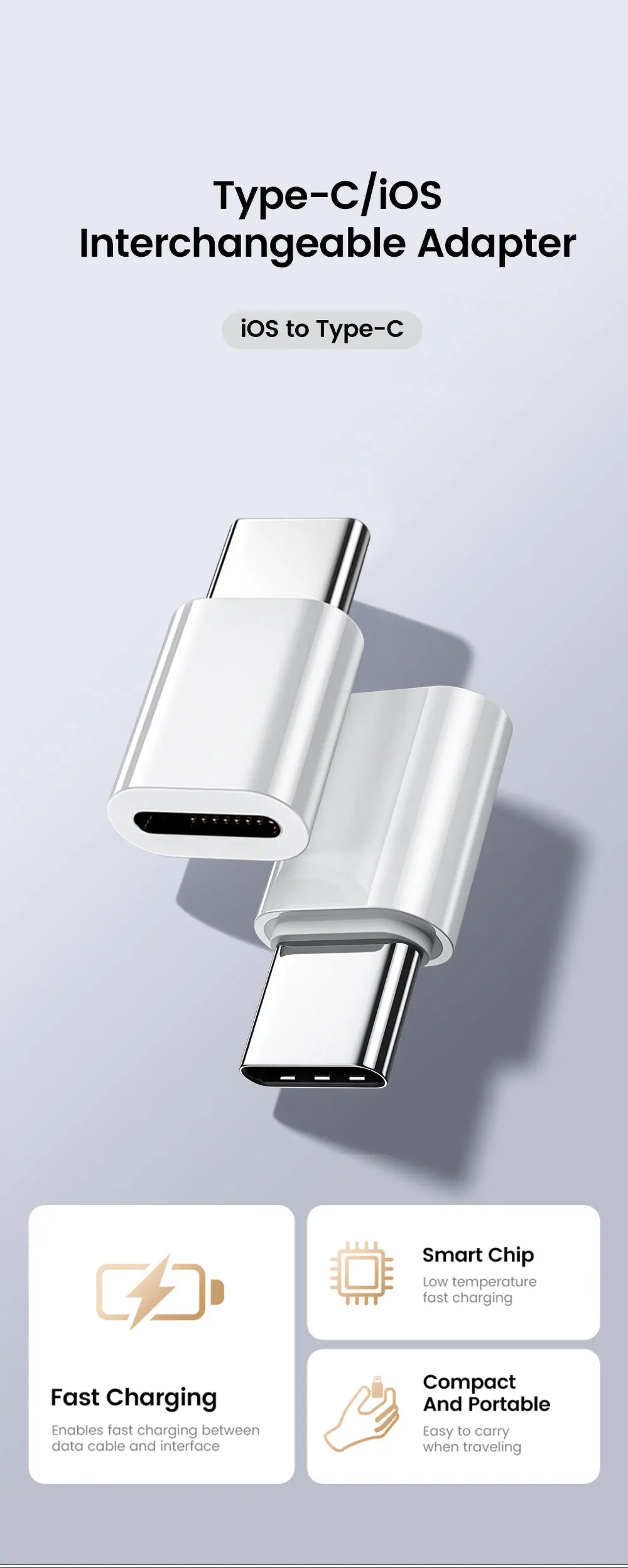 USB Type C to Lightning Adapter High Speed Data Transfer Fast Charging Lightning Female to USB C Male Converter For iPhone 15 16