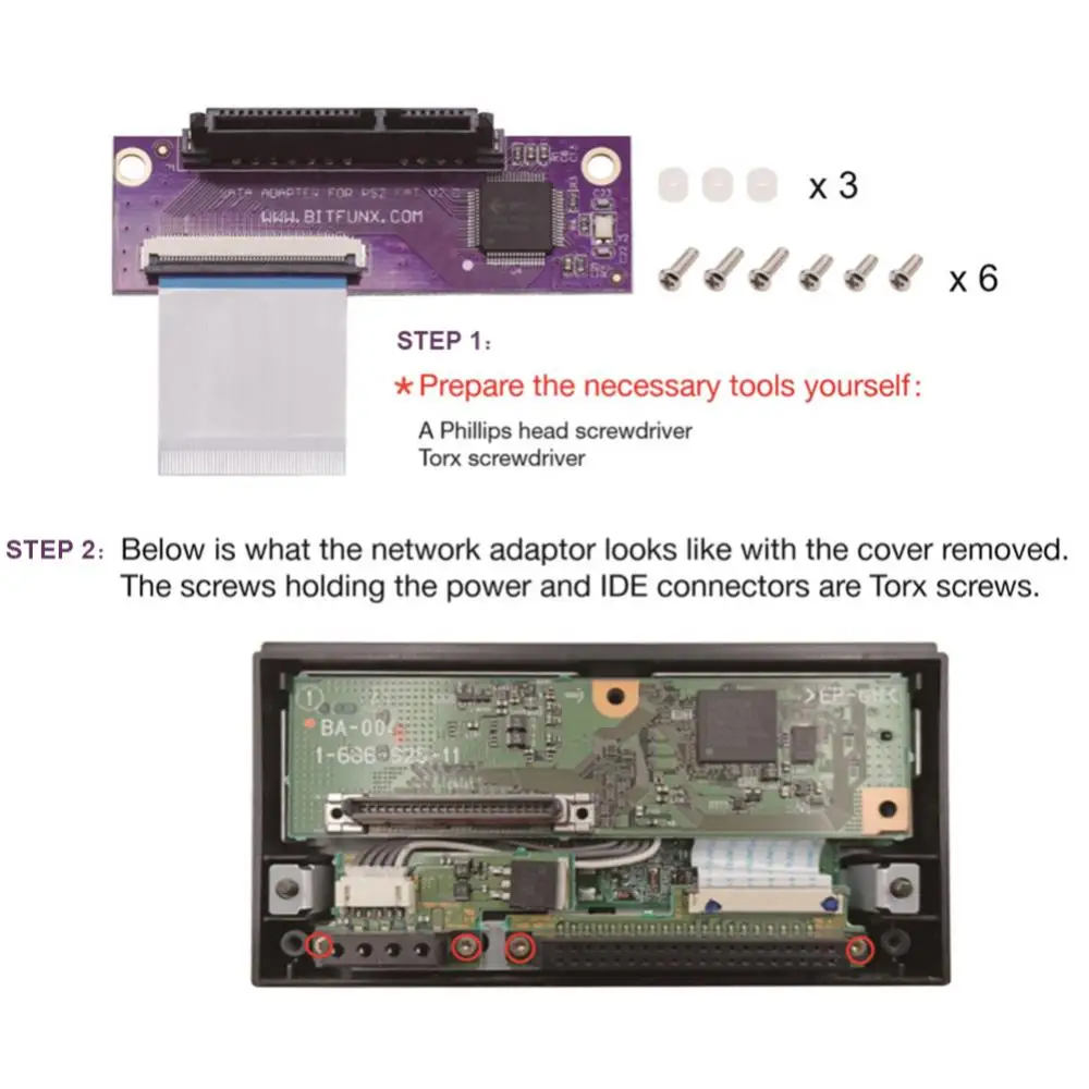 Scheda Di Aggiornamento Dell'Adattatore Sata Bitfunx Per 2 Adattatore Di Rete Ide Ps2