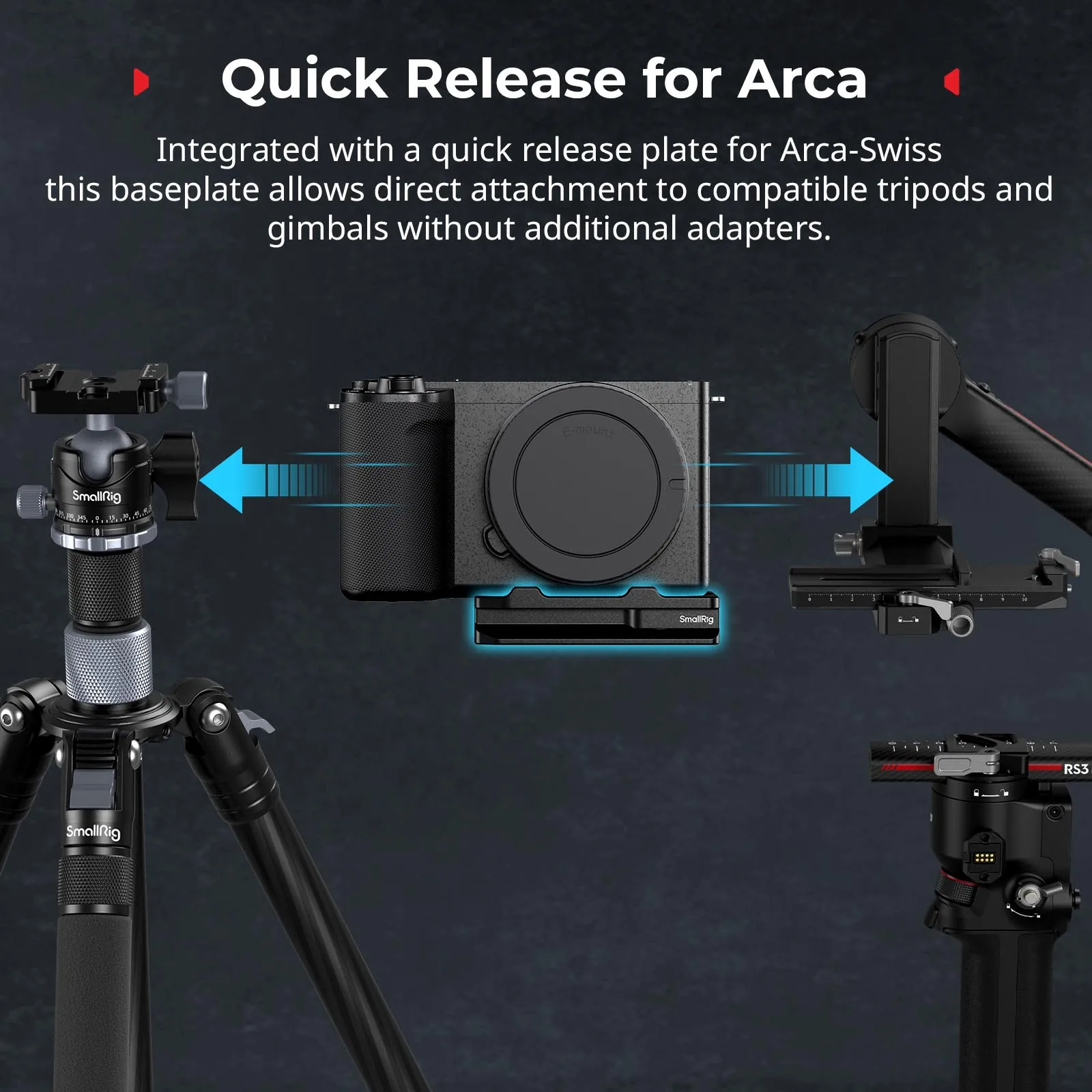 SmallRig Plaque De Fixation Pour Plateau Type Arca-Swiss Pour DJI RS 3 Mini 4195 1493