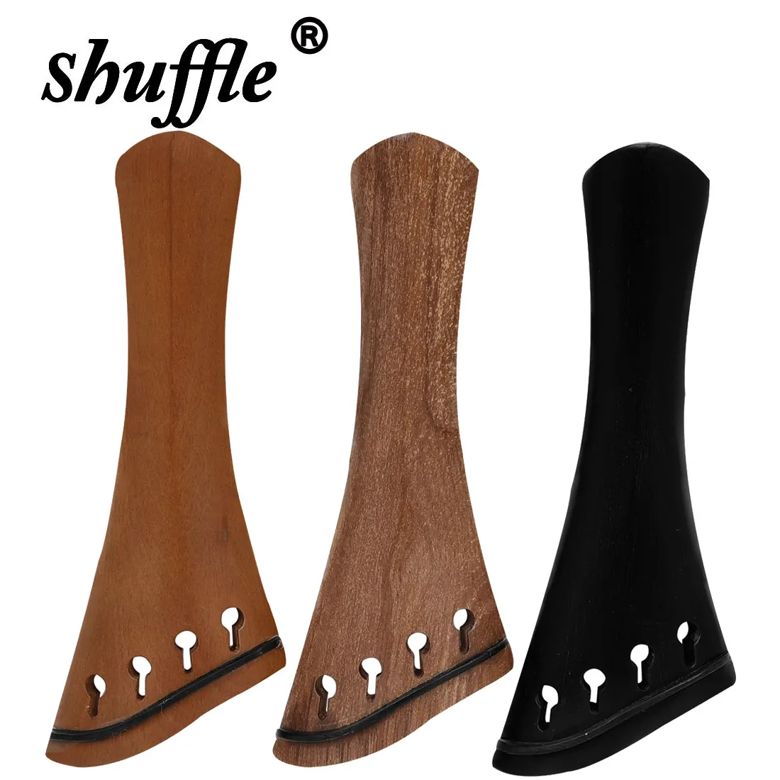 Violin Tailpieces 4/4 Violin Bevelled Edge Plate Date Wood Suzuki Ebony Violin Tailpiece Solid Wood No Deformation Replacement