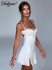 Dulzura Sexy Ruched Sleeveless Backless Side Slit Bodycon Mini Short Dresses For Women Club Birthday Party Summer Y2K Clothes 3