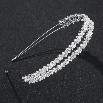 Fascia per capelli da sposa Tiara Corona da sposa Fascia per capelli da sposa a doppio strato in cristallo fatta a mano