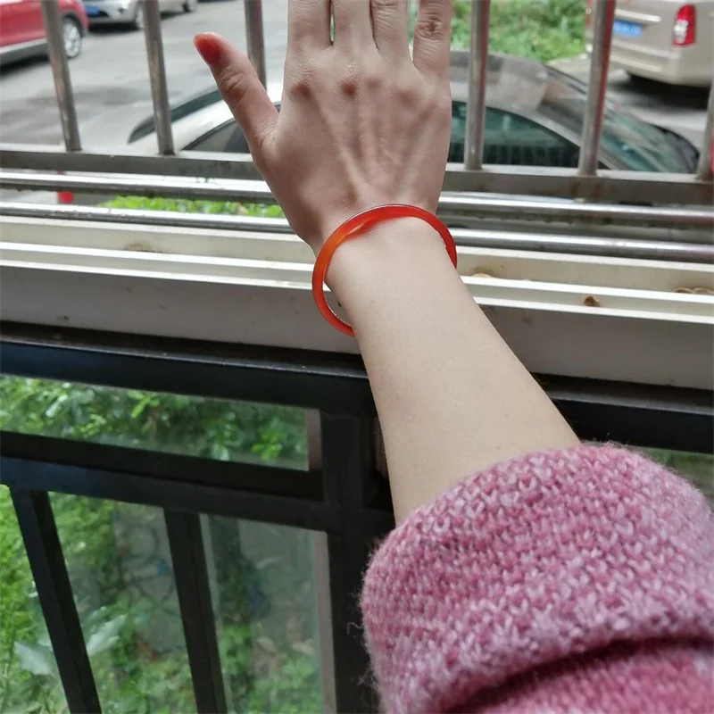 

Maichuang /Jade Ice Species8 Mm Fine Round Bar Agate Bangle Bracelet Female Exquisite Fashion Men Women Couples Accessories Gift