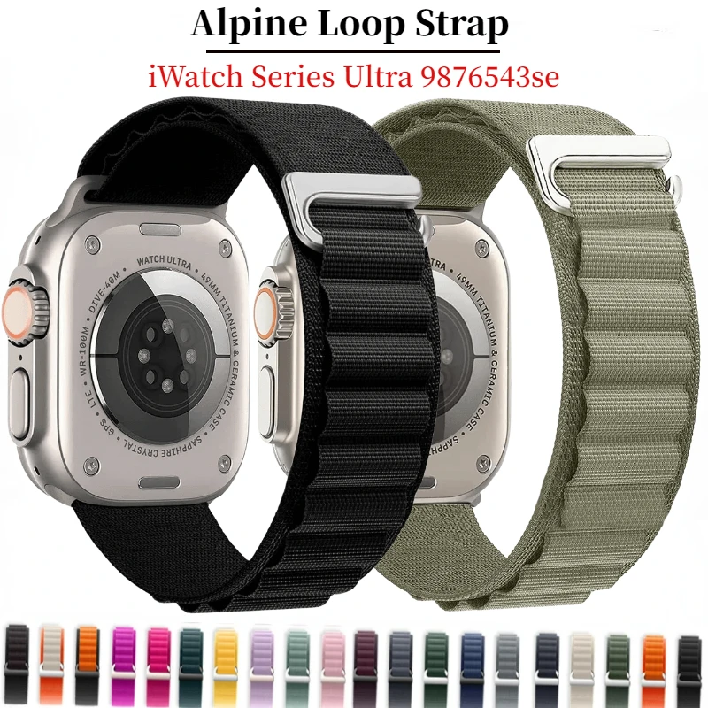 

Nylon Alpine Loop Strap For Apple Watch Ultra 2 Band 49mm 9 8 7 45mm 41mm Adjustable Bracelet iWatch 6 5 4 3 SE2 44mm 40mm 42mm