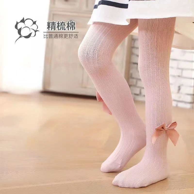 용수철 가을 여아용 밑창 팬티스타킹, 귀여운 활 양말, 얇은 어린 소녀 공주 양말, 새로운 스타일, 2024