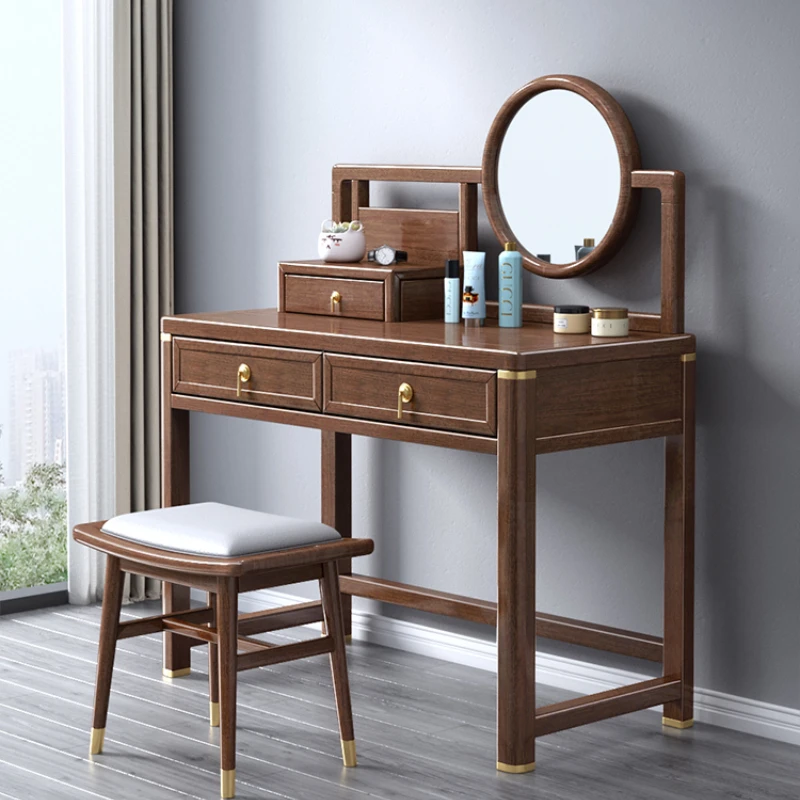 

New Chinese Style Solid Wood Dresser Locker Integrated Light Luxury Walnut