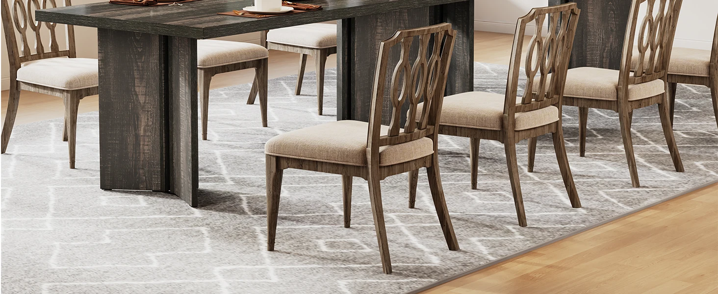 63-inch Farmhouse Kitchen Table with Large Tabletop for Dining Room, Living Room