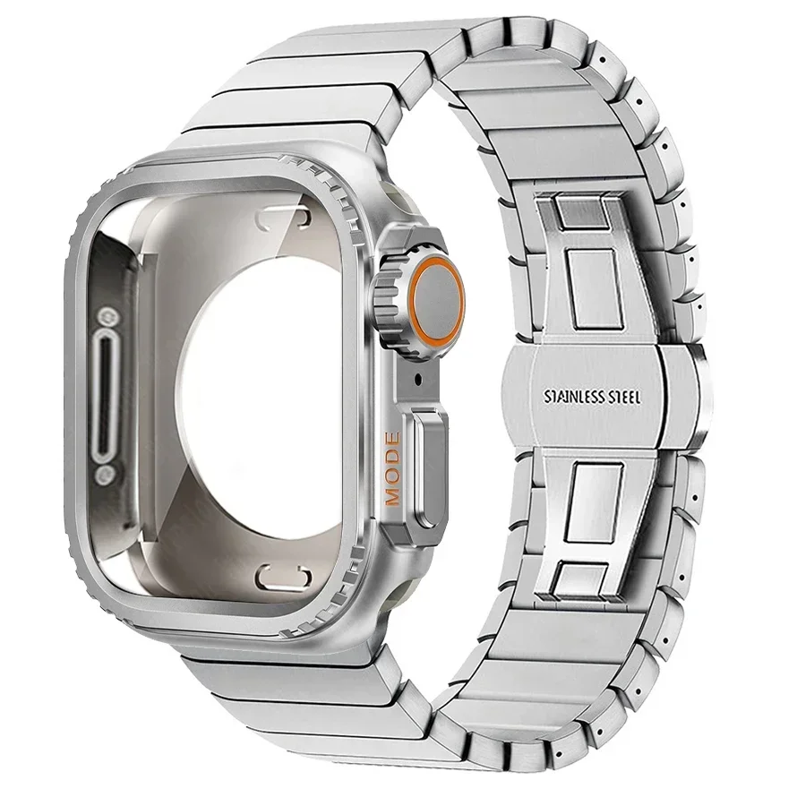 Premium Stainless Steel Watch Case & Band with Protective Shell