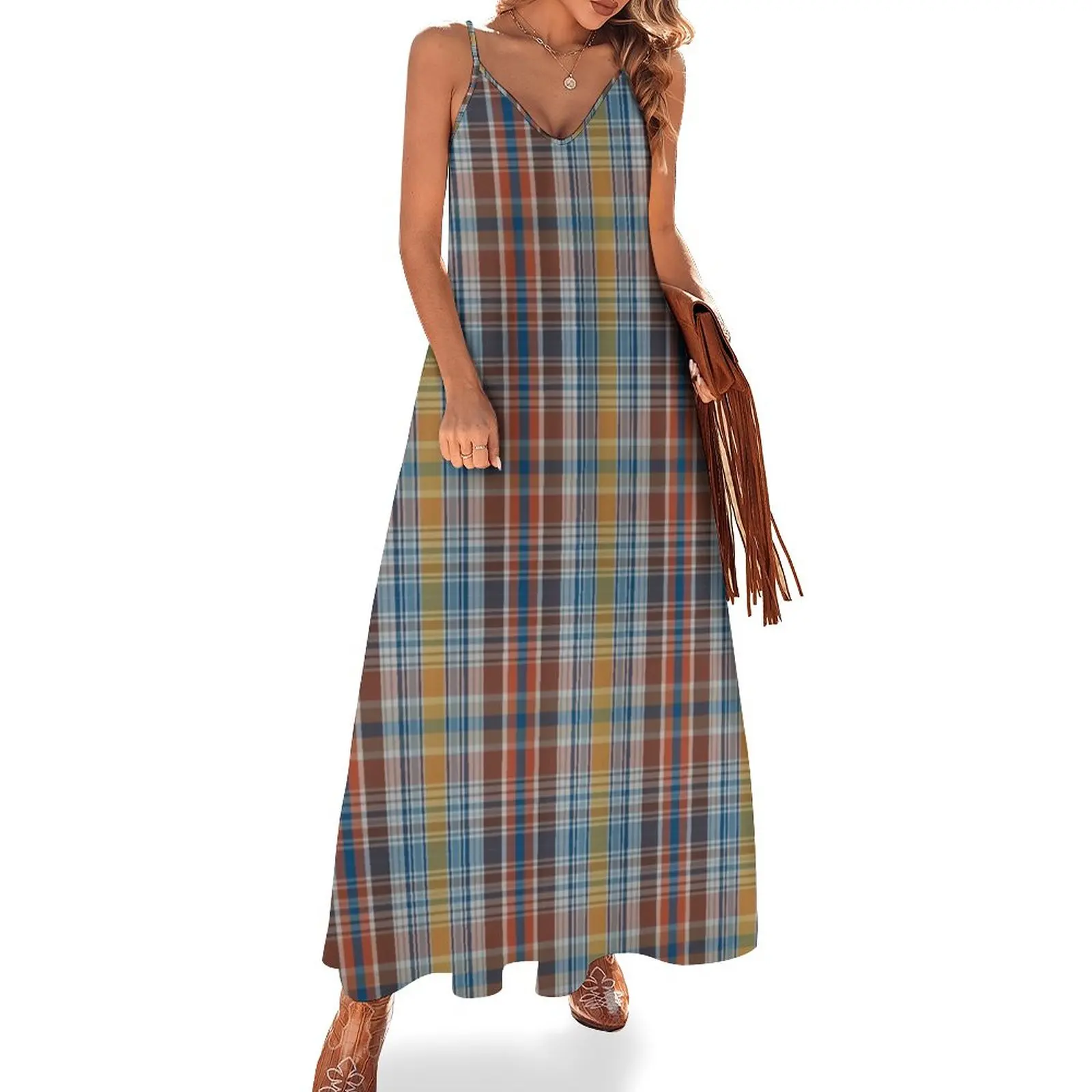 

Boot Edge Edge Madras Sleeveless Dress Long dress woman Dress for girls