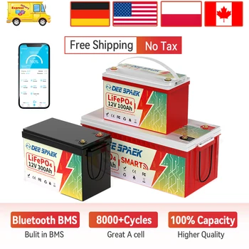 12V 100Ah 200Ah 300AH LiFePO4 Battery Pack Bluetooth Lithium Batteries For 12.8V RV Camper Off-Road Off-grid Solar Wind trolling