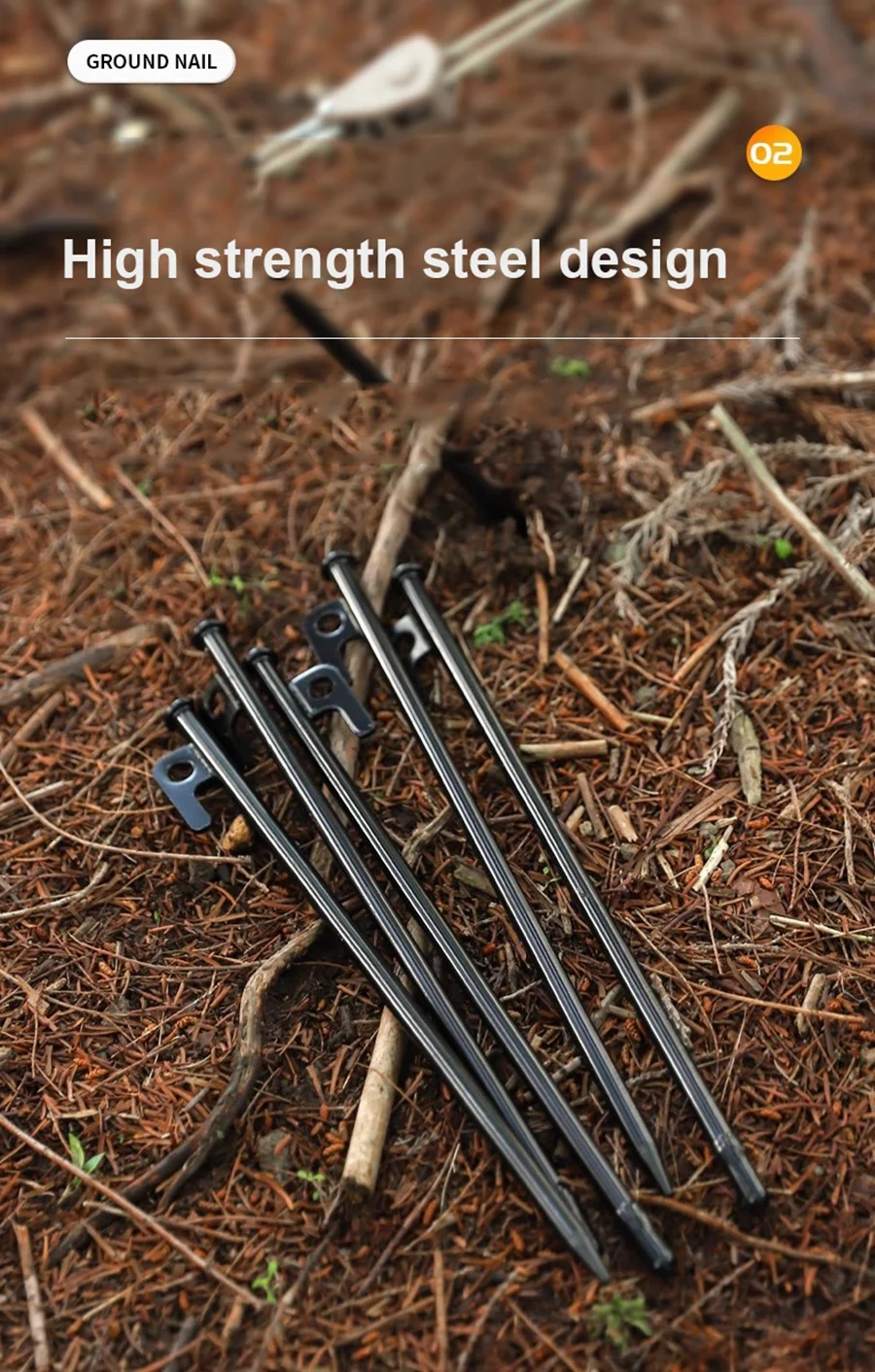 10 Stück robuste Zeltheringe mit Aufbewahrungstasche, 20 cm/30 cm/40 cm geschmiedete Zeltheringe aus Stahl für Camping, Wandern, Rasen im Freien – Detail 3