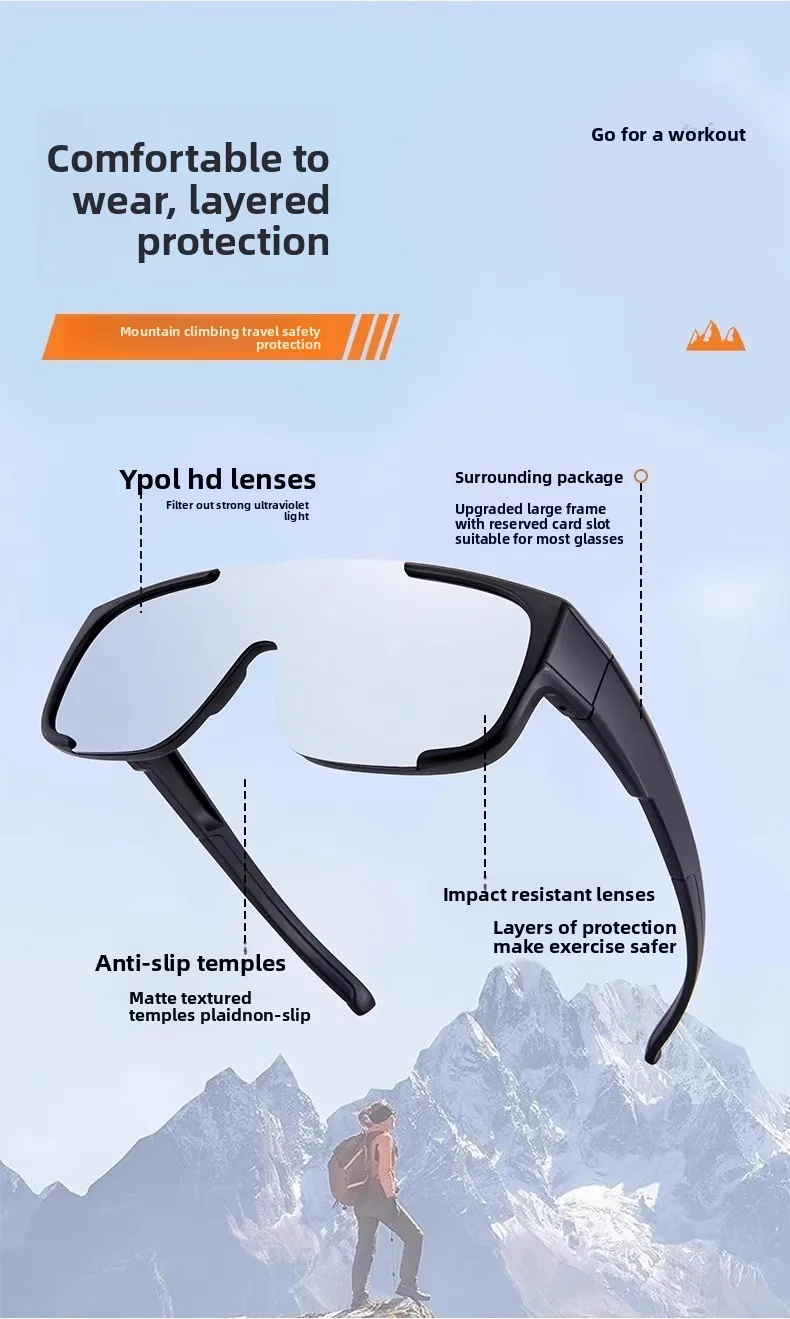 Myopia-Friendly Outdoor Cycling Sunglasses Polarized Oversleeve Goggles for Biking & Mountaineering Windproof Sports Eyewear