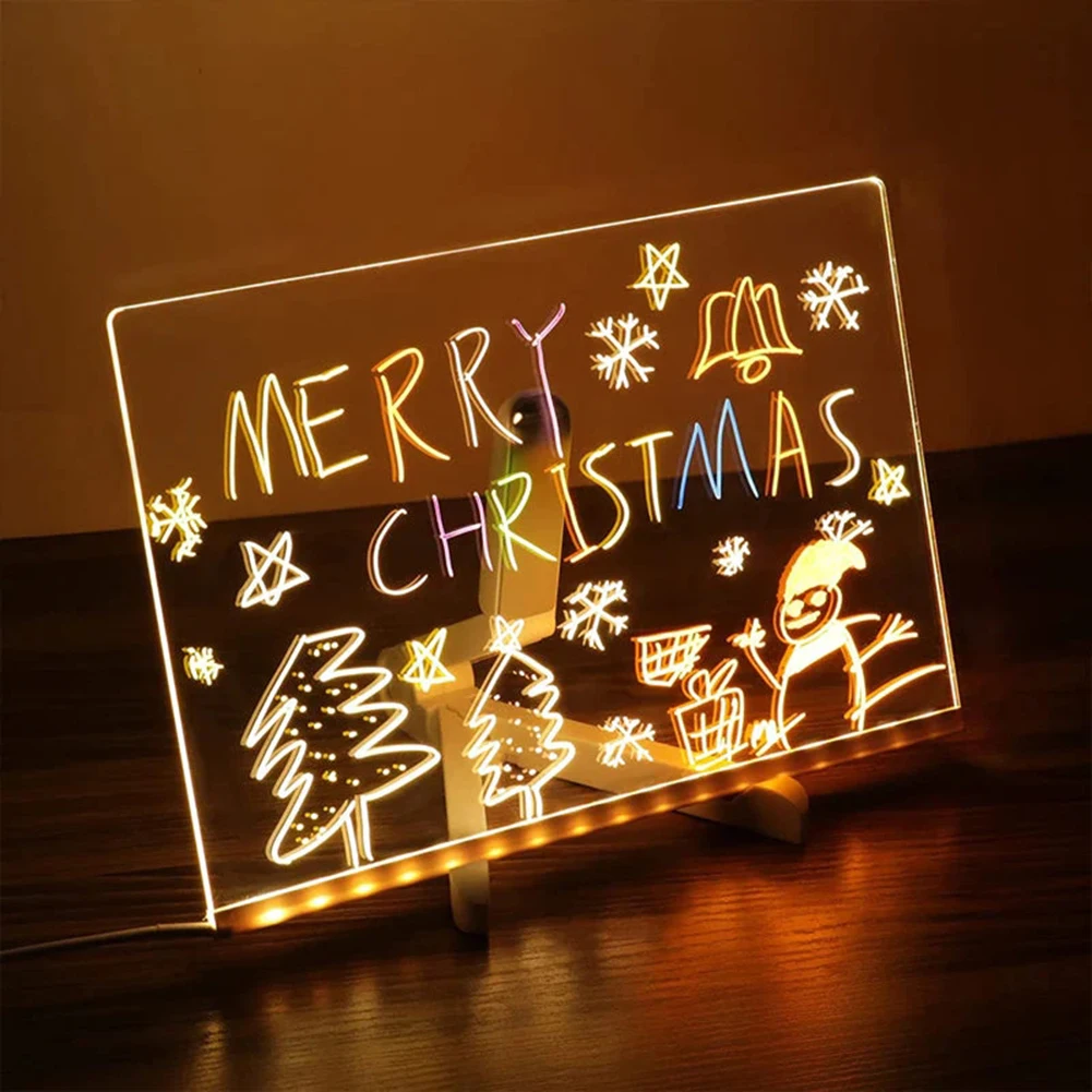 LED Lamp Acrylic Message Note Board Erasable USB Children's Drawing Board Bedroom Night Light Writing Tablet Birthday Kids Gift lcd writing tablet