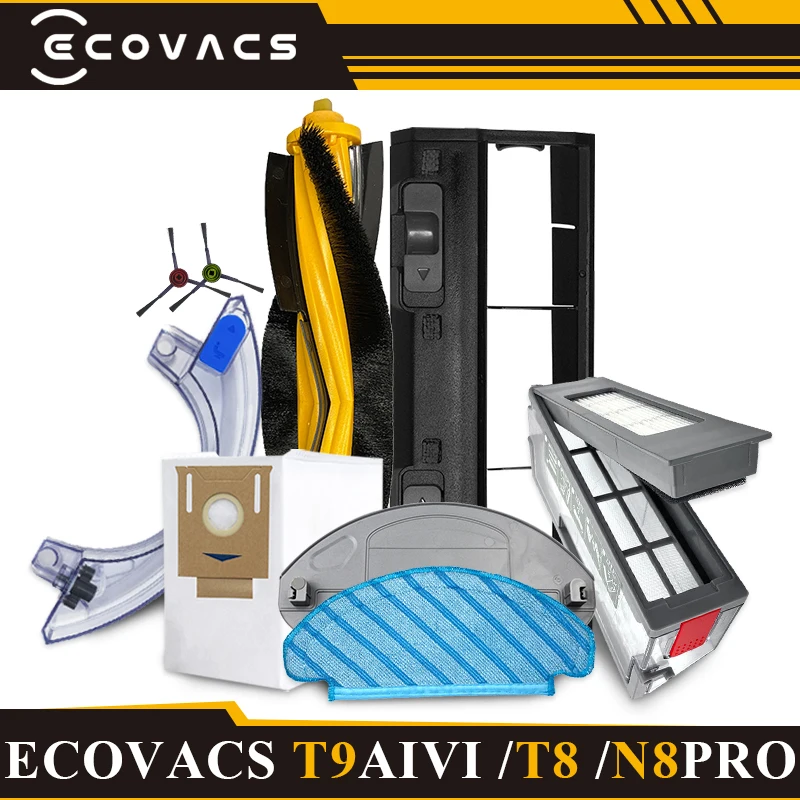 Sobressalentes para Ecovacs Deebot Escova Lateral Principal Filtro Hepa Mop Dust Box Acessórios para t8 T8max n8 Pro T9aivi T8aivi n8 Pro Series Peças