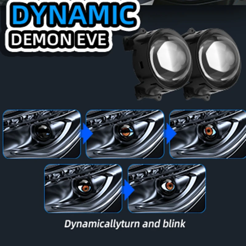 33 Patterns Dynamic 3 Inch Devil Eyes Lens Light For 12v Car Demon