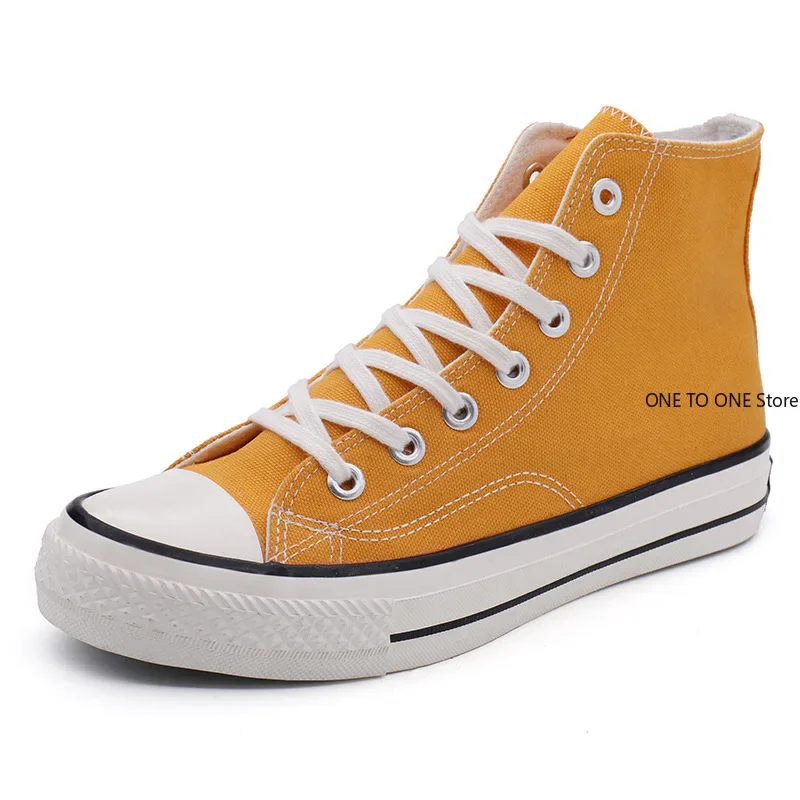 Unisex Casual Simple Comfort Breathable Vulcanization Sneakers Lace-Up Canvas Trendy High Top Shoes Sapatos Formais Masculinos 5