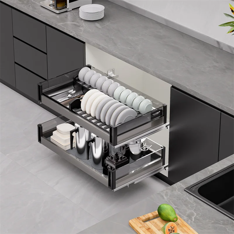 Organizer Utensils Dish Rack Drawer Sink Drain Slide Storage Kitchen Pull Out Basket